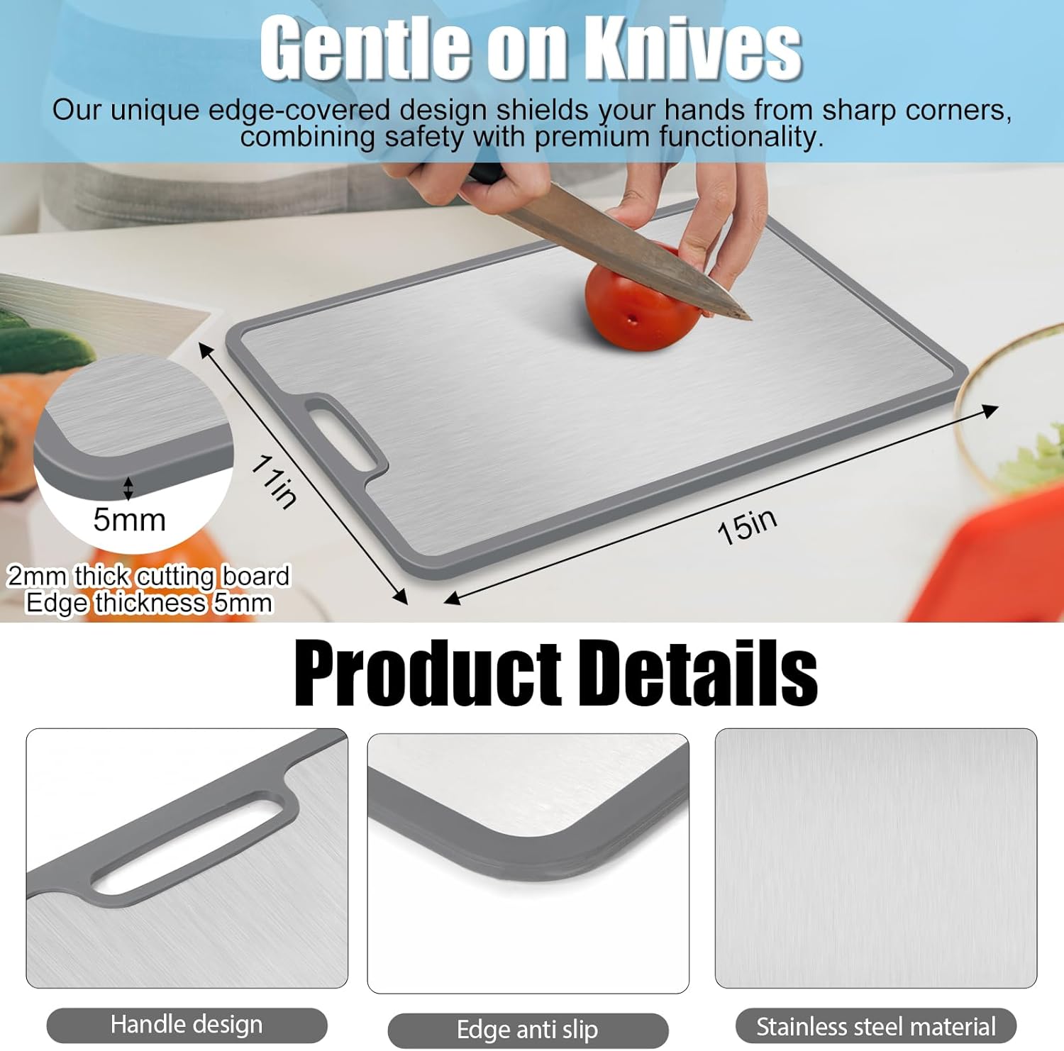 Titanium Cutting Boards for Kitchen, Non-Slip Titanium Cutting Board with