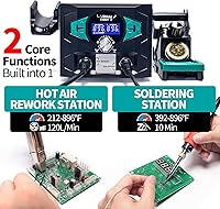 Vista 2 de YIHUA Estación de soldador 938BD+ II Retrabajo de aire caliente con modo de suspensión, °F/°C, funciones digitales de calibración de temperatura