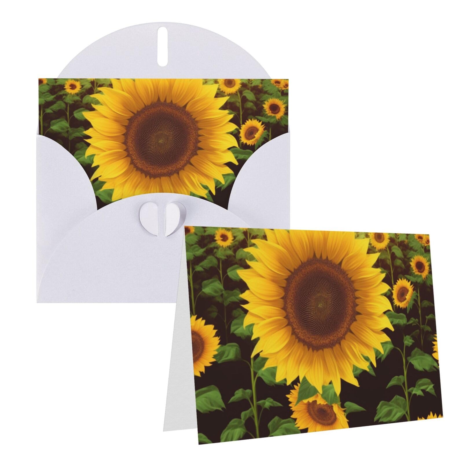 Biglietto Di Compleanno Con Girasoli: Saluti Soleggiati, Motivo Estate, Carta 300g, Busta In Kraft, Formato DIN A6