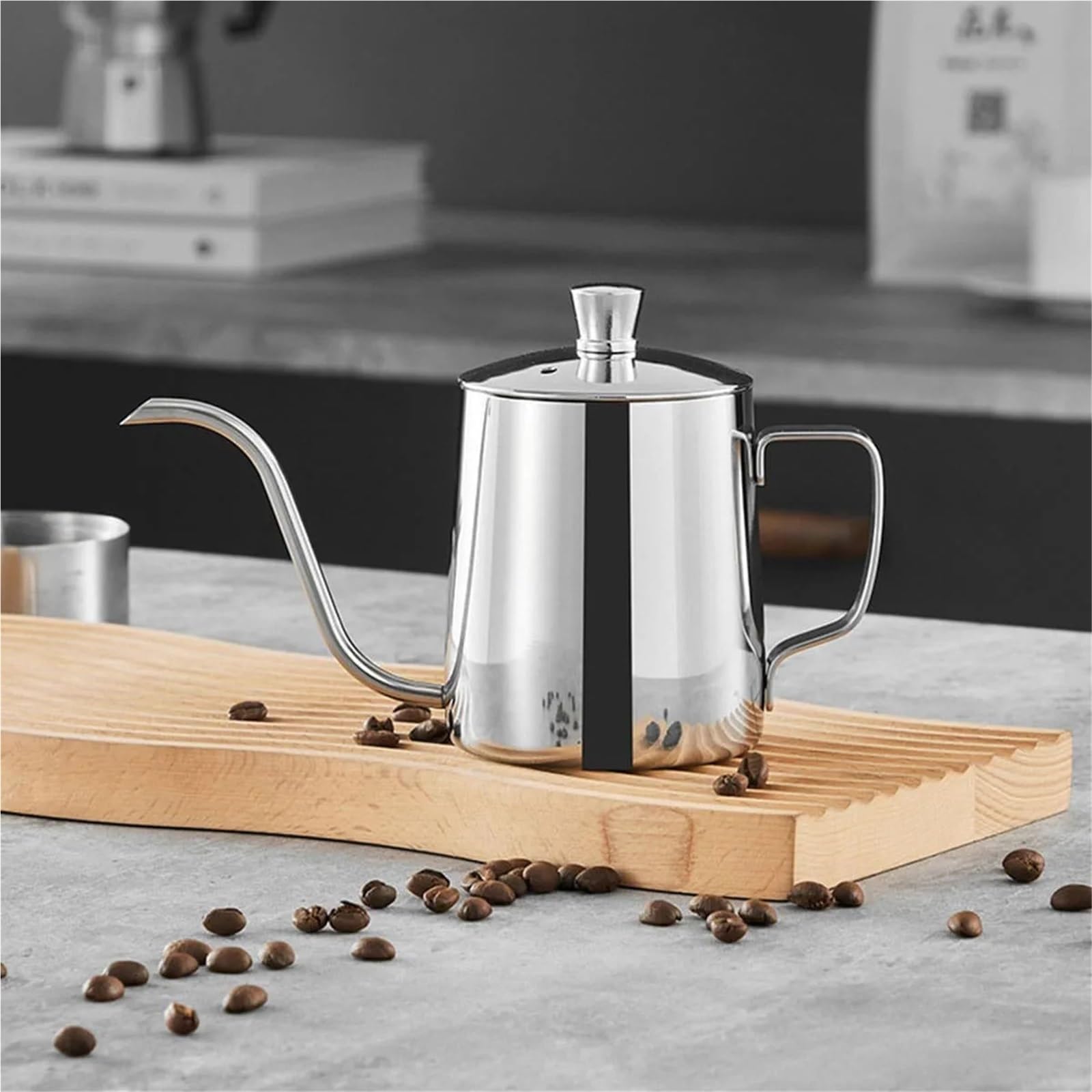 Kaffee Wasserkocher 1PC-350ML Gießen Über Kaffee Wasserkocher Schwanenhals Gießen Über Kaffee Töpfe Drip Kaffee Maker Edelstahl Hause Barista Zubehör Für Kaffee，Tee