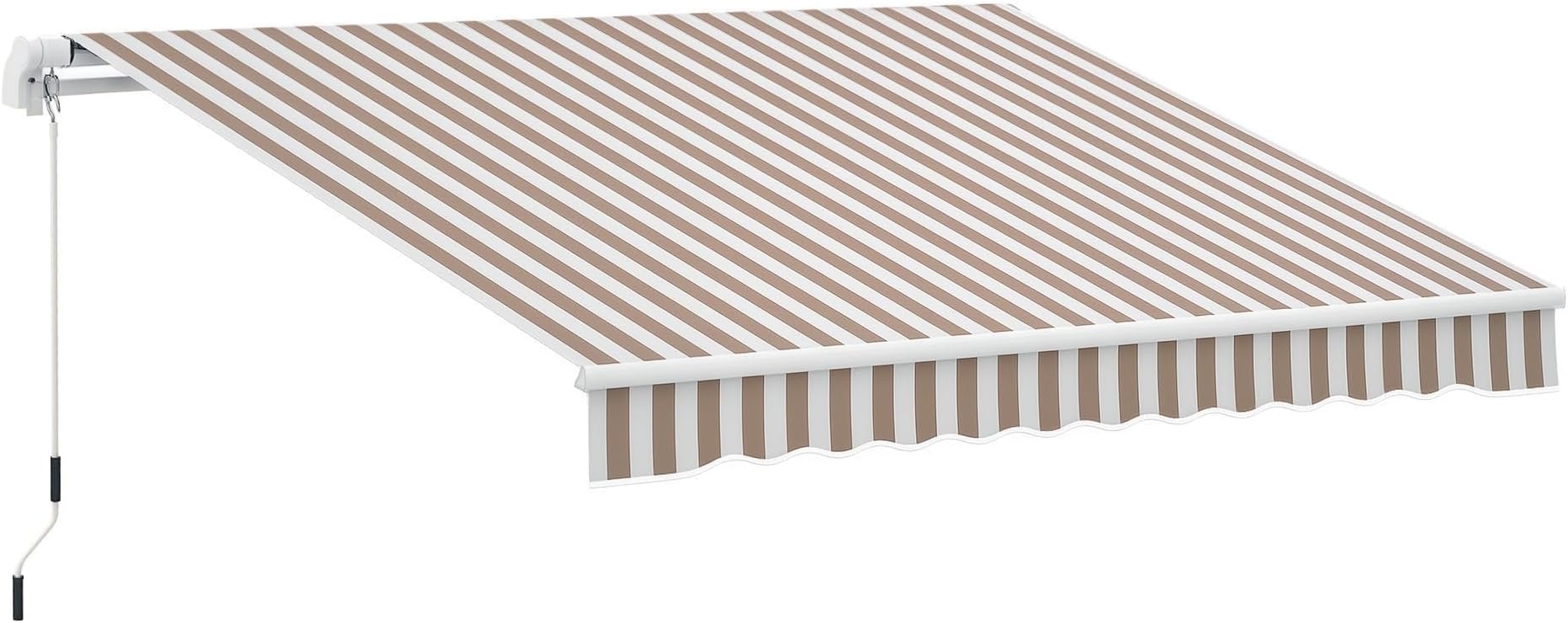 Outsunny 12' x 8' Retractable Awning Patio Awnings Sun Shade Shelter with Manual Crank Handle, 280g/m² UV & Water-Resistant Fabric and Aluminum Frame for Deck, Balcony, Yard, Beige