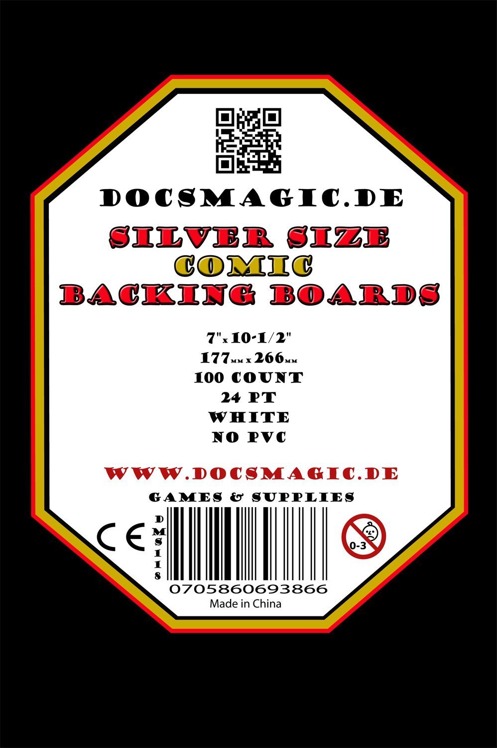 docsmagic.de 100 Sliver Size Comic Book Backing Boards 7" x10-1/2-24pt White - Tapas Traseras - Blanco