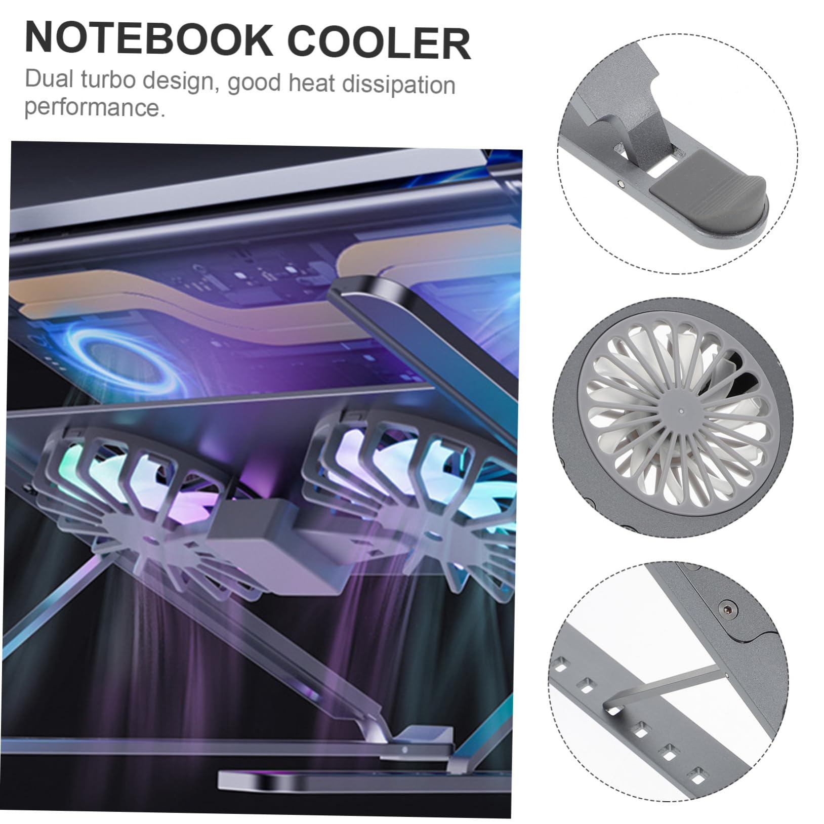 NUOBESTY Supporto Ventilato per Laptop in Alluminio Aria Interna ed Esterna LED Silenzioso e Regolabile per Uso Domestico e Ufficio
