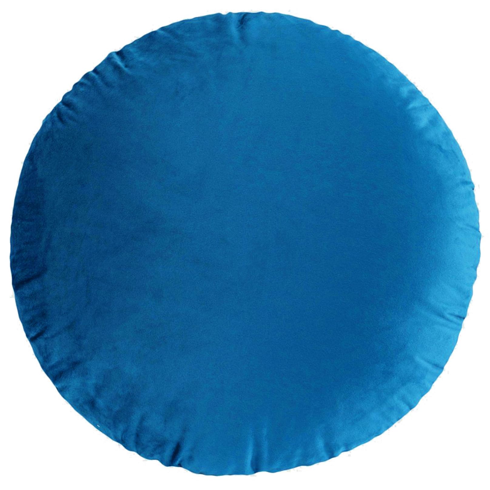 NASSMOSSE 18x18in Velvet Round Throw Pillow Covers – Soft Warm Decorative Cushion Covers for Sofa, Blue