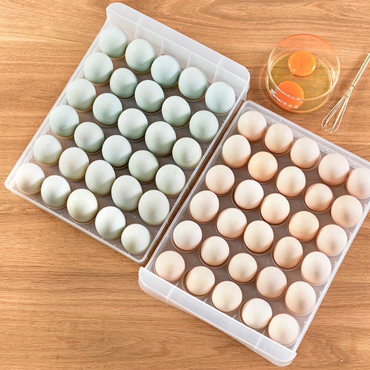 Artibetter 1pc Plastic Egg Holder Container for Refrigerator Style Kitchen Storage Box Transparent Double Design for Organizing Eggs and Dumplings Safe Material