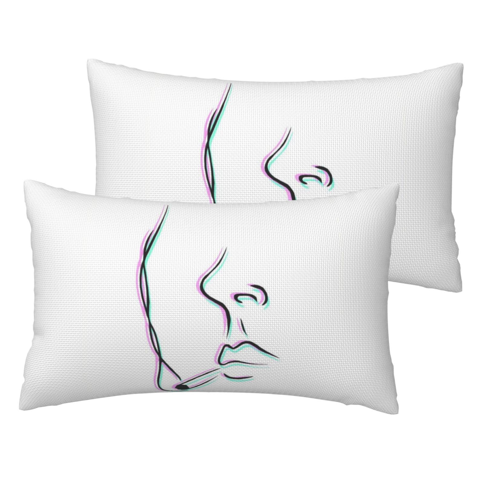Taie d'oreiller imitation lin imprimé lot de 2 housses de lit motif abstrait