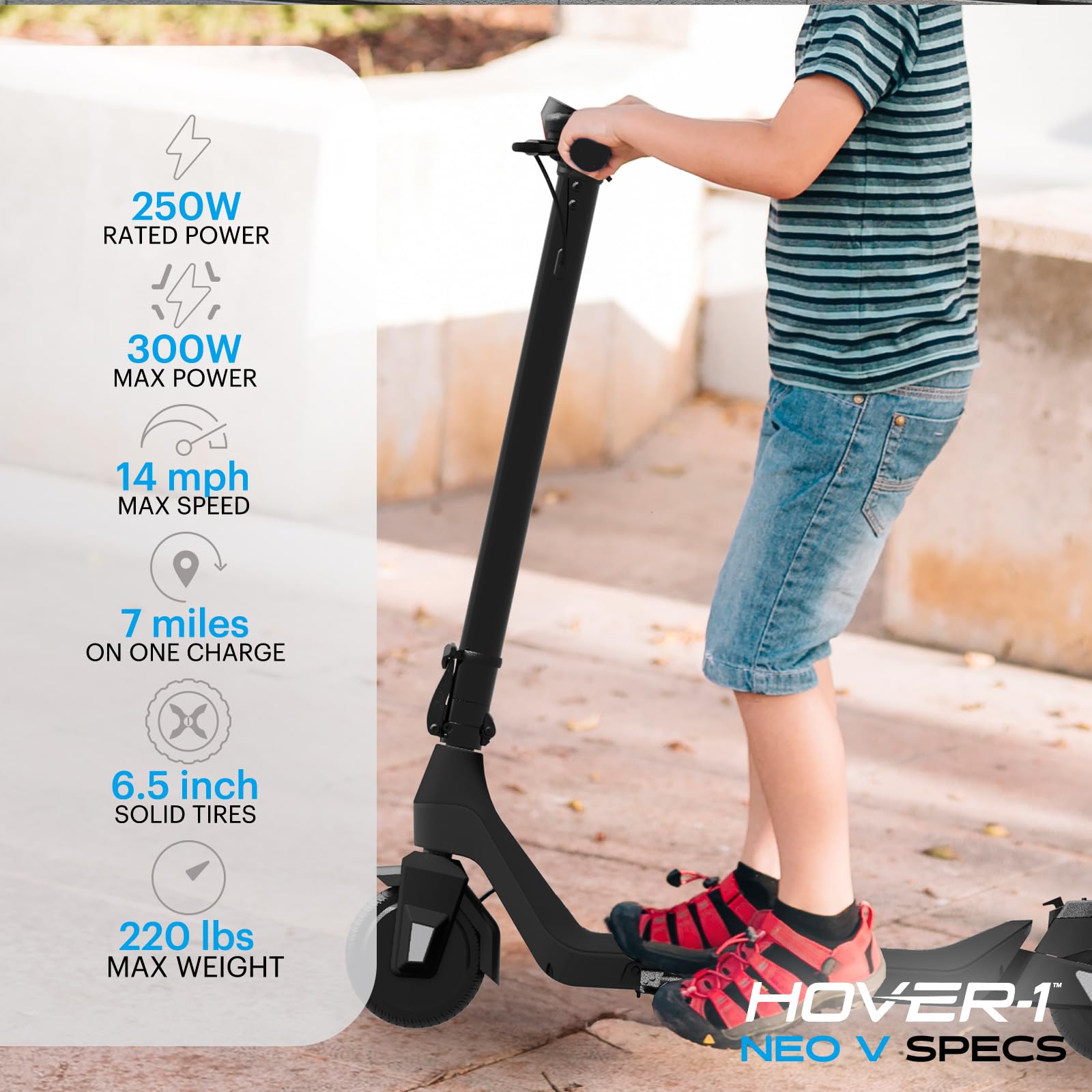 Hover-1 Neo Family Foldable Electric Scooter with 300W/250W/200W Rated  Brushless Motor, 16/14/12 mph Max Speed, Wheels, 10/7 Mile Range
