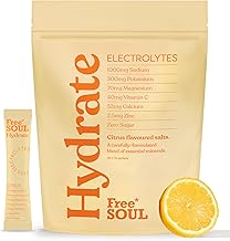 Free Soul Hydrate | Electrolyte Hydration Sachets | Zero Sugar | 30 Sachets | Advanced Electrolyte Powder with Sodium, Magnesium, Vitamin C | Citrus Salt Flavour
