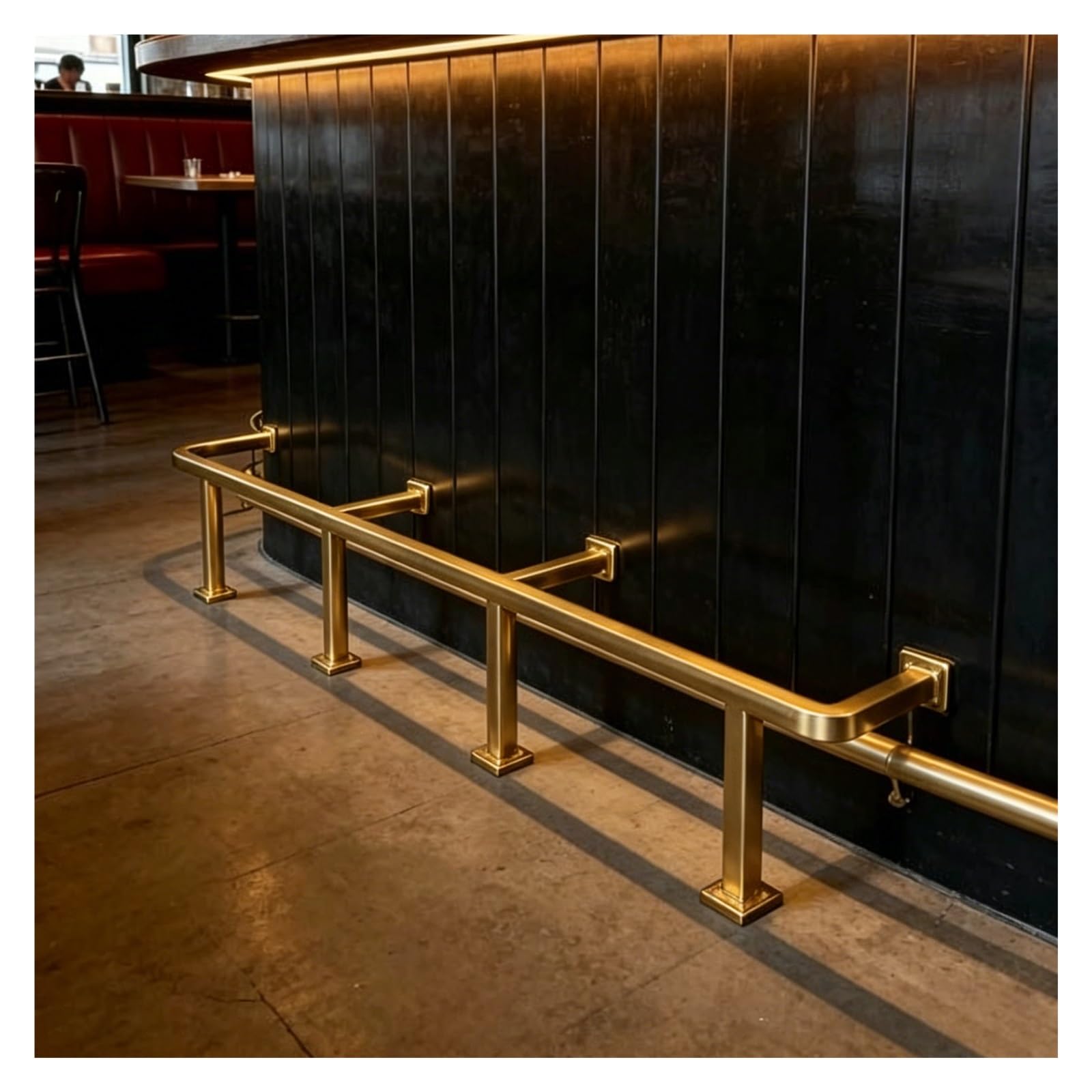 ZJKXJH Square Tube Bar Footrest Pole, Modern Stainless Steel Foot Bars for Foot Support, Heavy Duty Customizable Foot Rails for Indoor/Outdoor Islands(Gold,70cm(2.3'))