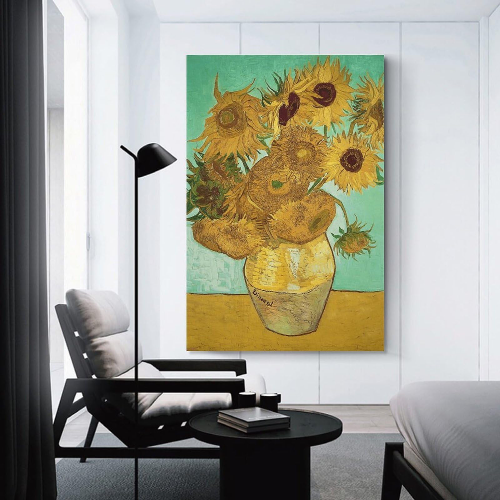 Junmoney Wall Art Print Sunflowers in A Vase, 20x30inch(50x75cm), for Contemporary Homes, Apartments Or Offices, An Easy Choice for New Home Styling