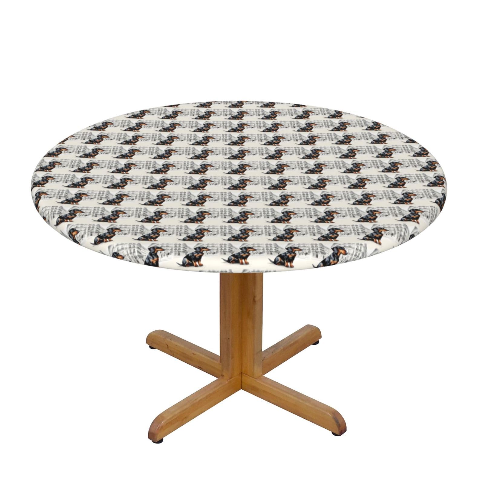 AYYQWE Parisian Dachshund Print Round Tablecloth Dining Room Kitchen Table Cover Wedding Party Outdoor Indoor