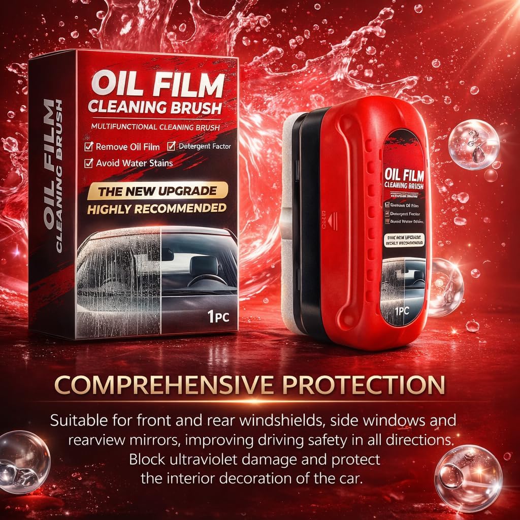 2 Pack Automotive Oil Film Cleaning Brush for Windshield, Car Glass Oil Film Remover with Hydrophobic Coating, Rain Repellent Windshield Cleaner Tool Improves Driving Visibility