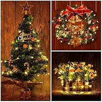 Vista 5 de Luces estrelladas que funcionan con pilas, 50 micro LED de 18 pies, blanco cálido, impermeable, árbol de Navidad, corona, boda de bricolaje