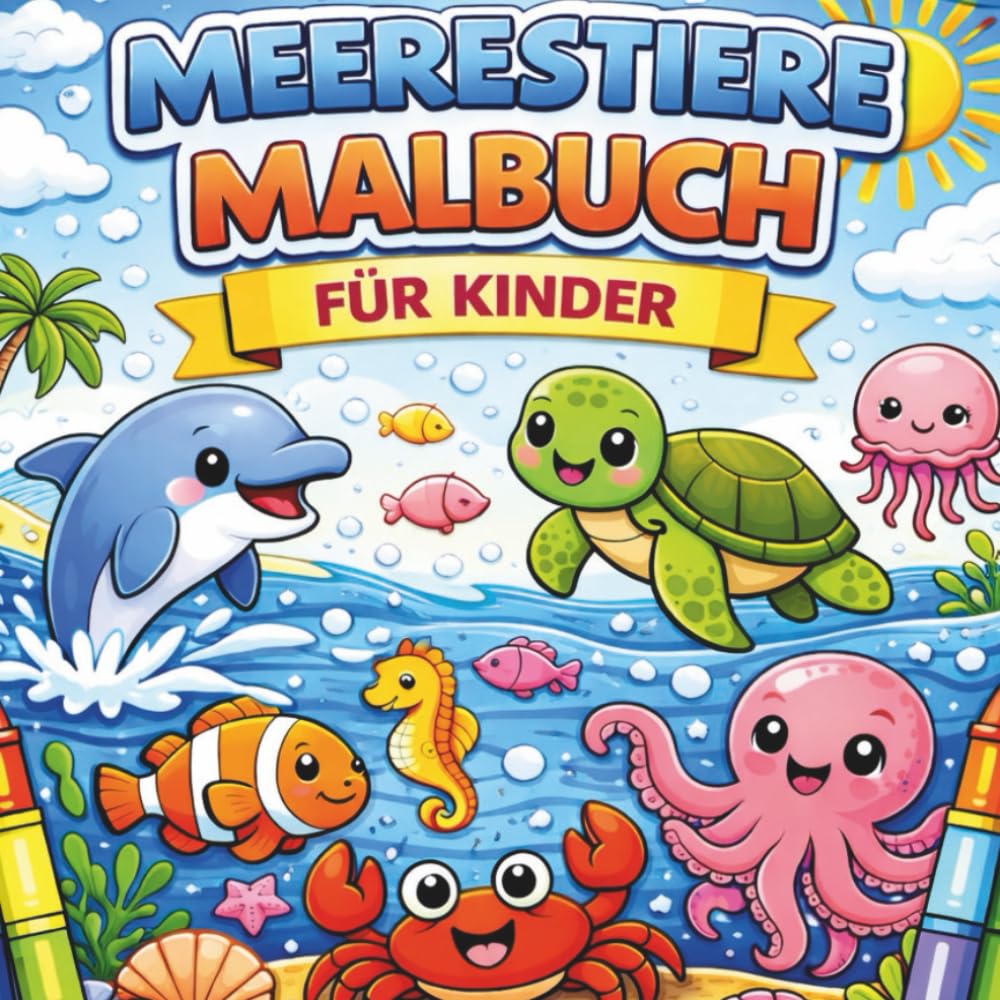 Ozean-Malbuch für Kinder: Süße Meerestiere zum Ausmalen: Einfaches Ausmalbuch mit niedlichen Meerestieren