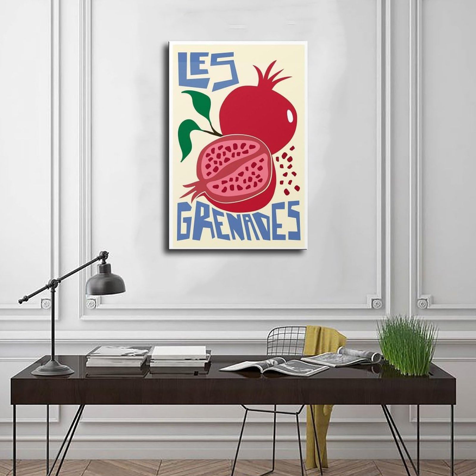 Granatapfel-Frucht-Illustrationsdruck, Leinwand-Poster, Wandkunst, Dekordruck, Bild, Gemälde für Wohnzimmer, Schlafzimmer, Dekoration, 50 x 75 cm