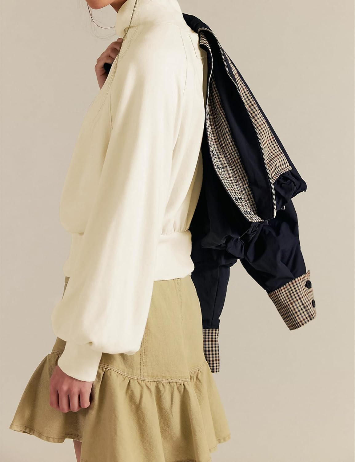 Womens Pullover Sweatshirts Fleece Lining Turtleneck Oversized Top Balloon Sleeves Cozy Fall Winter Casual Outfits - Image 4