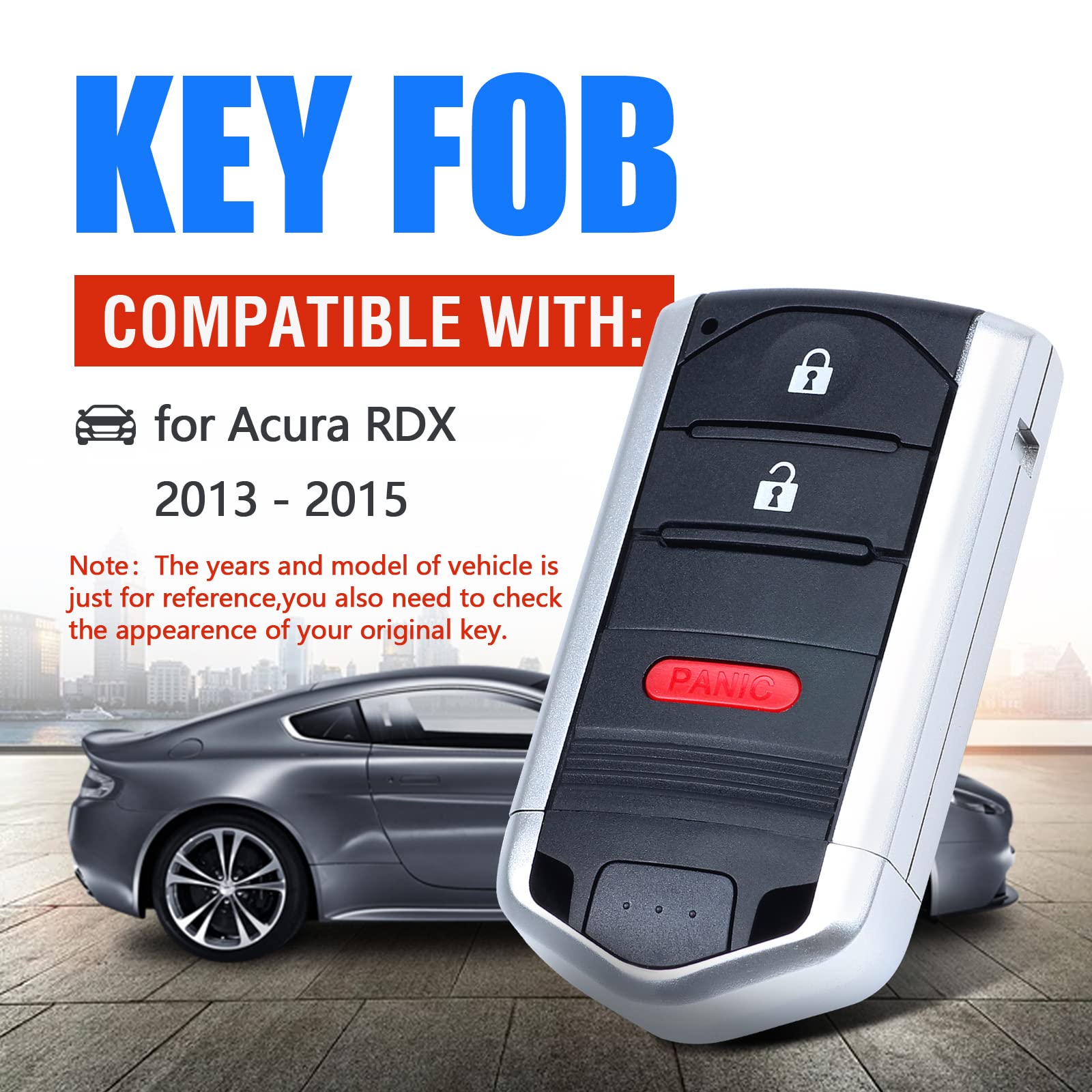 Keymall Keyless Entry - Telecomando di ricambio per Acura RDX 2013 2014 2015 FCC ID: KR5434760 P/N: 72147-TX4-A41 3 pulsanti