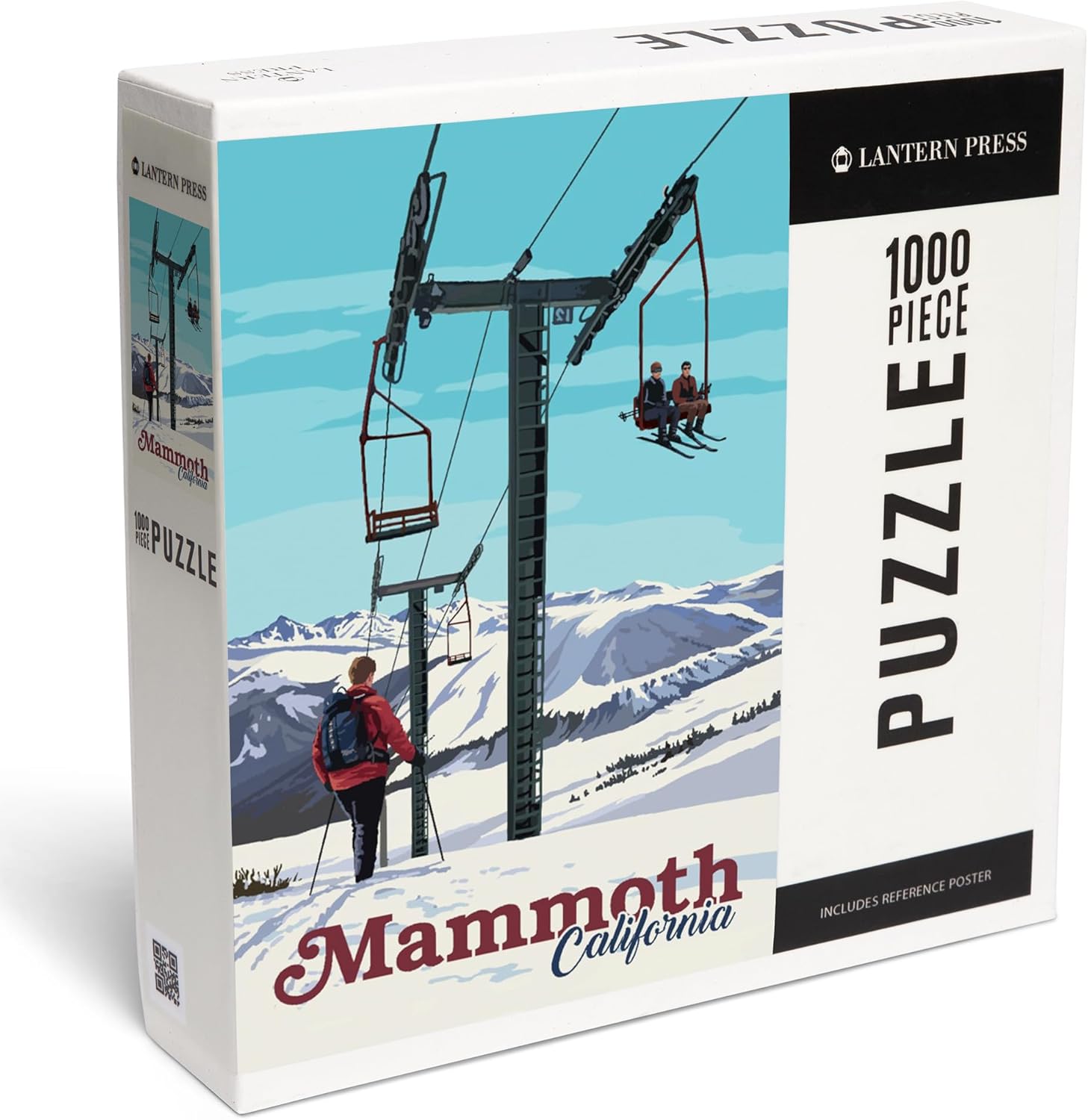 Lantern Press Mammoth, California, Ski Lift Day Scene 1000 Piece Jigsaw Puzzle for Adults, Made in USA with Reference Poster