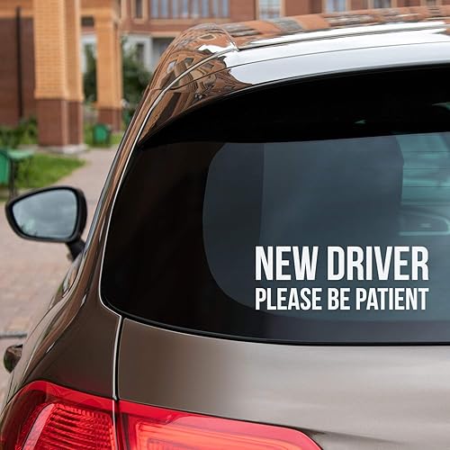 Miniatura 3 de Vinyl Wall Art Decal - New Driver Please Be Patient - from 2.5" x 7" - Cute Design Trendy Bumper Stickers for Cars Home Family Car Minivan Families