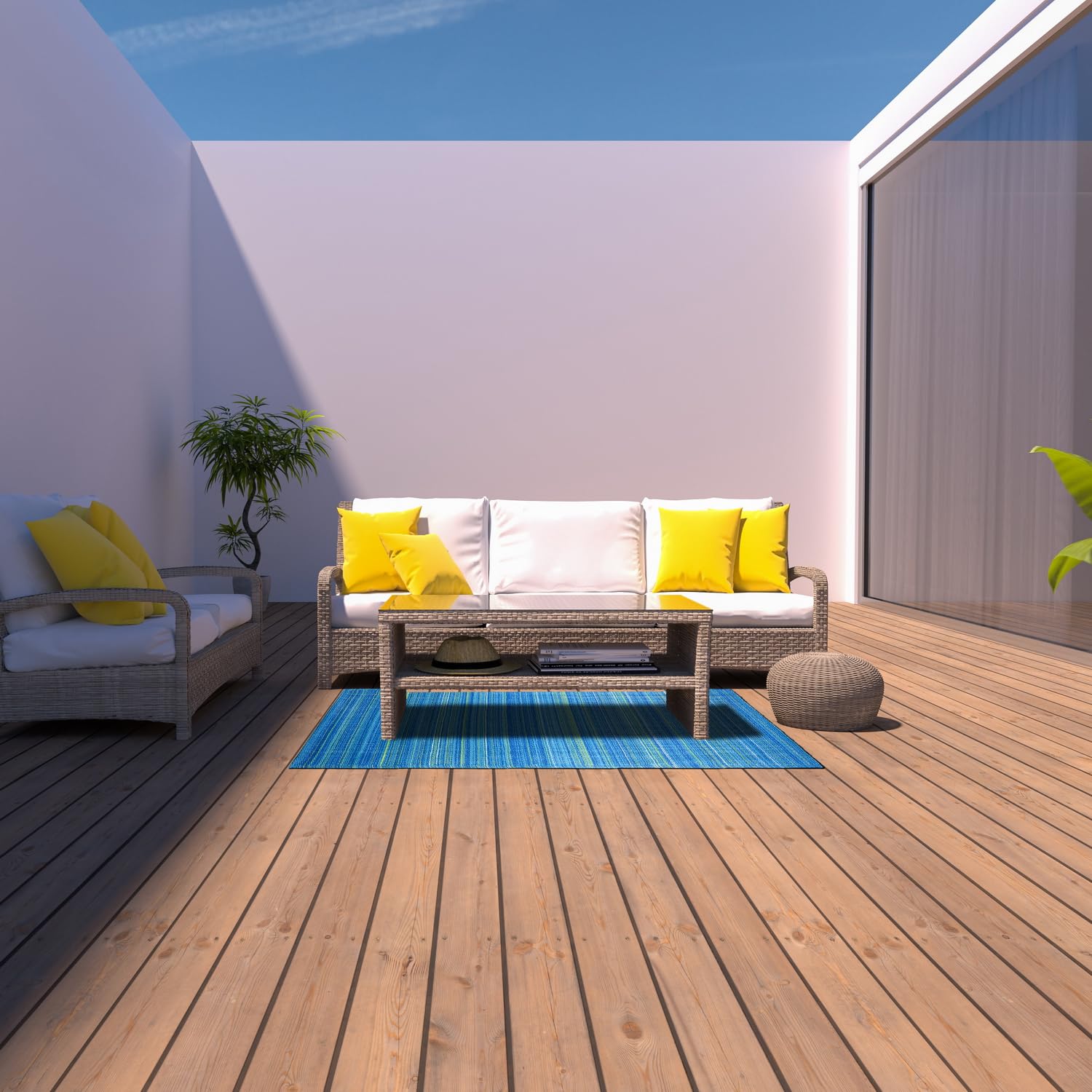 Outdoor Teppich Alvaro modern aus recyceltem Polypropylen 90 x 180 cm