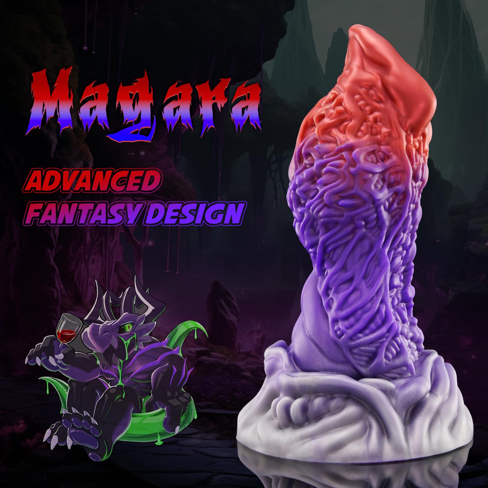 Nothosaur MAGARA 8.8 Inch Realistic Sex Toys Monster Dildo for G Spot Clitoral Anal Stimulation Body-Safe Material with Strong Suction Cups, Sex Adult Toys for Women Men and Couple - Blazed: XL Blazed