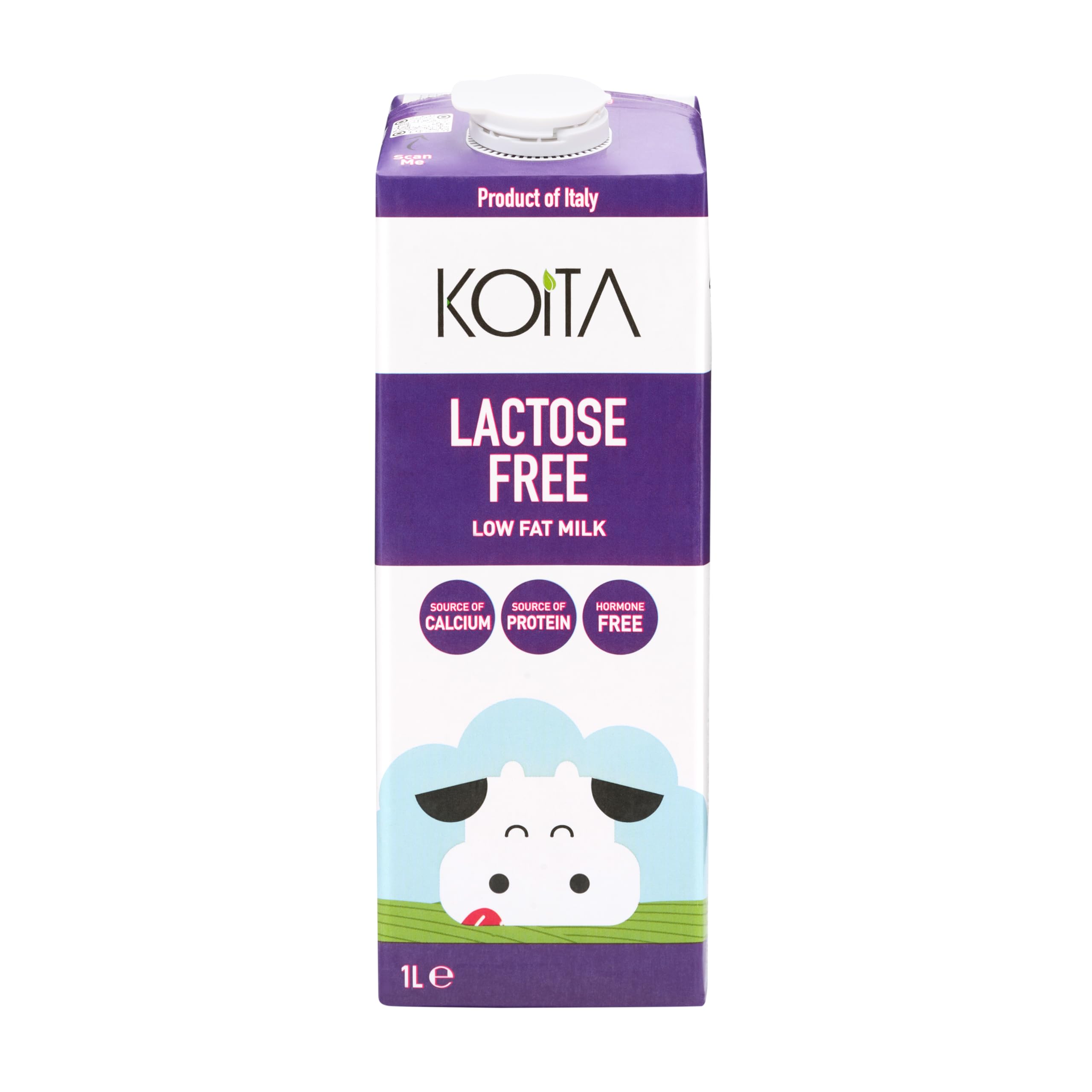 KoitaLactose-Free Low Fat Milk (1L) - No Added Hormones, Easy to Digest, Vitamin Enriched, Made in Italy