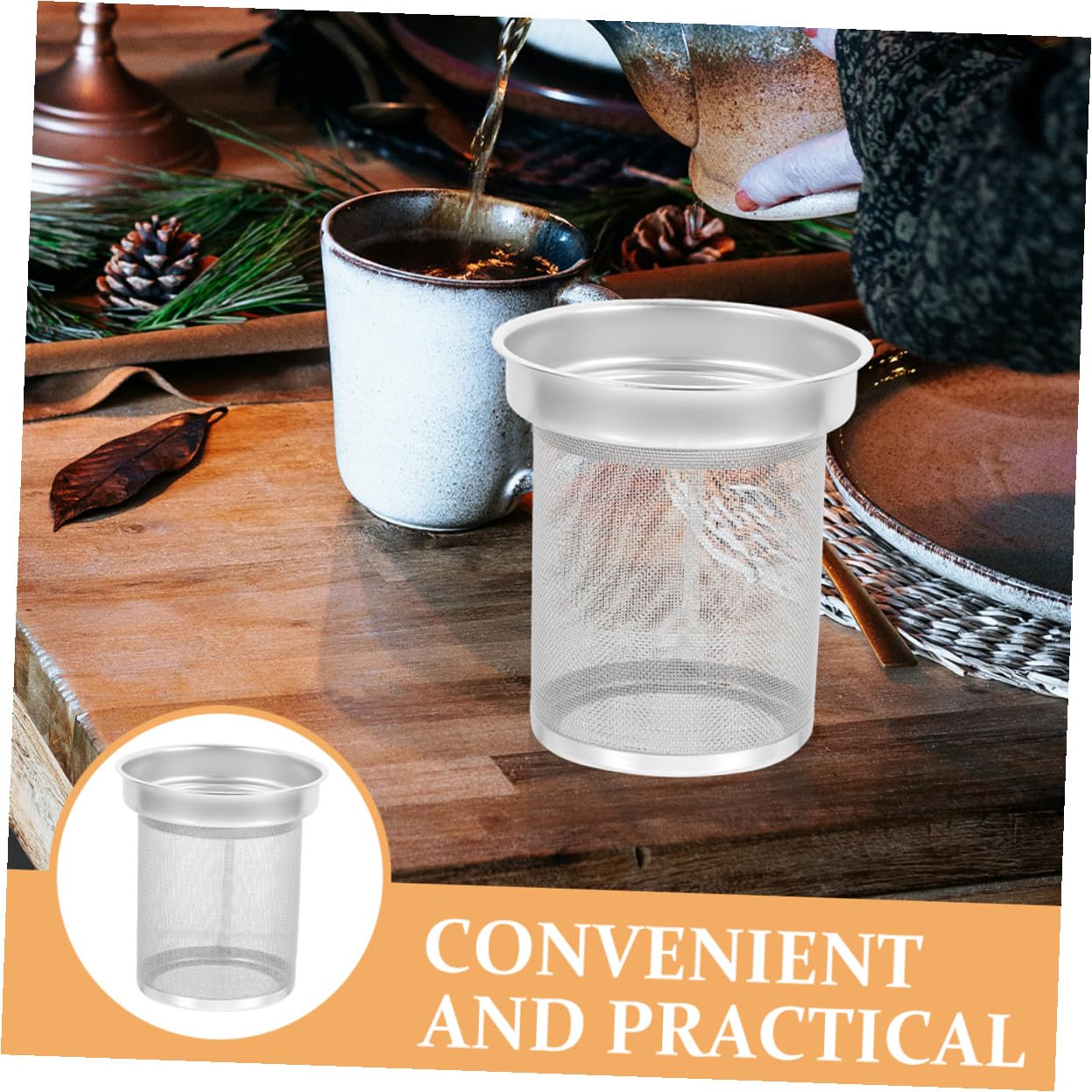 Mikikit Infusor de Té de Acero Inoxidable Colador de Té Tetera Suelto para Tetera Filtro de Malla Duradero para Uso Casero