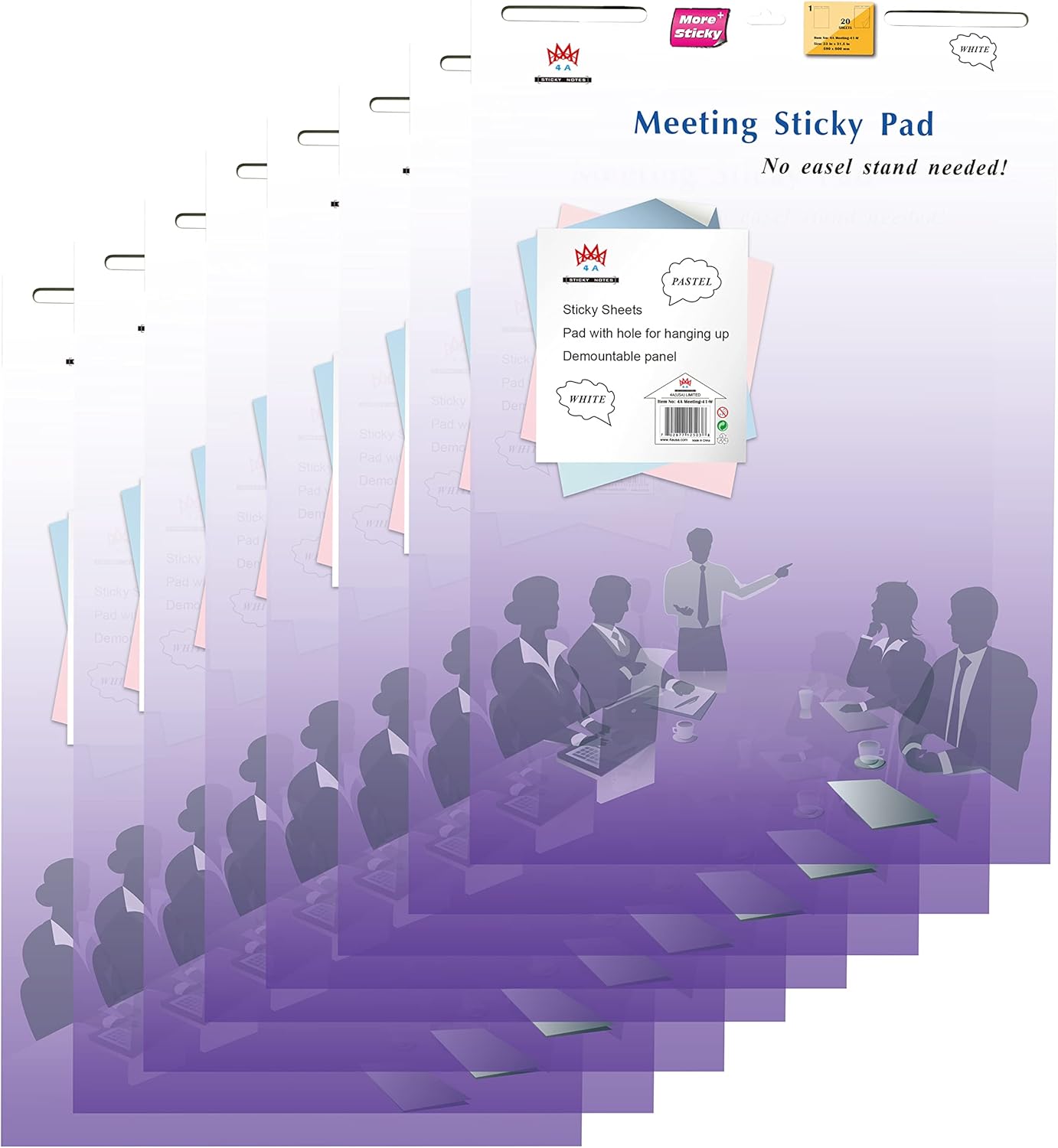 8 Pads Super Sticky Easel Pad 23 x 31.5 in, White, Large Self Stick Flip Chart Paper Anchor Chart Paper for Office School Supplies, 20 Sheets/Pad, 160 Sheets Total, 4A Meeting-41-Wx8