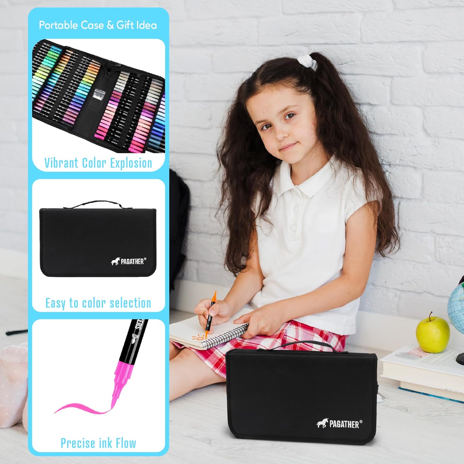 120 Colors Acrylic Paint Markers, Dual Tip Fine and Brush Tips Pens Contain 24 Metallic Color for Stone, Wood, Calligraphy, Canvas, Ceramic, Metal, Glass, Rock Painting, DIY Crafts Art Supplies Kit - Image 4