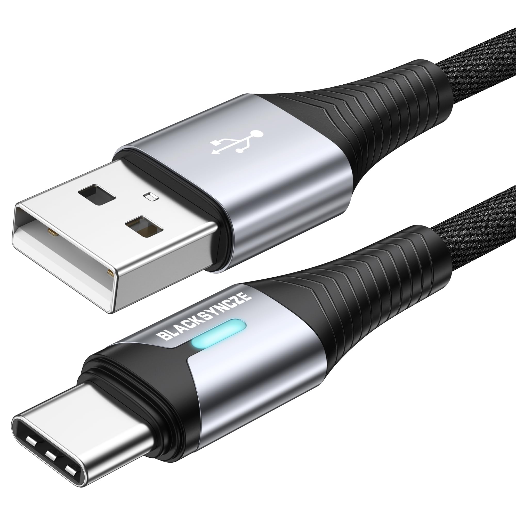 BLACKSYNCZE Cavo USB Type-C 2M, 3.1A Cavo USB C Ricarica Rapida Cavo Type C Nylon Cavo USB USB C per iPhone 15/15 Pro/15 Pro Max, Samsung Galaxy S24/S23/S22/S21/Note 20/10, Mate 60/50, Google Pixel