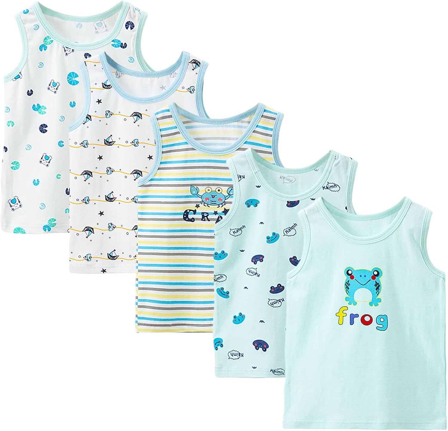 1-10 Years Toddler Boys Tank Soft Cotton Sleeveless Undershirt Kids Breathable Soft Tank Tops 5 Pack