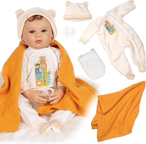 Paradise Galleries Muñeca de bebé realista de 19 pulgadas, Michelle Fagan, escultora, colección coleccionista, muñecas con 5 accesorios para regalo