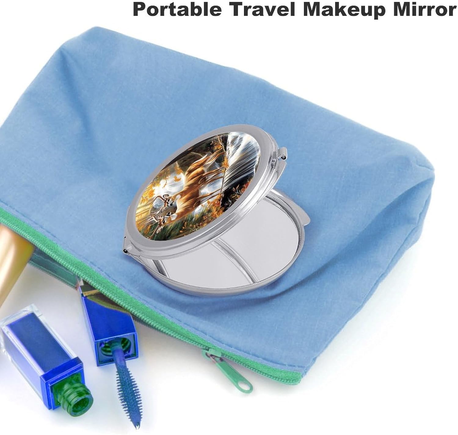 Deer Wild Animal Forests Compact Makeup Mirror Mini Foldable Cosmetic Mirror Portable Travel Mirror for Purse Pocket