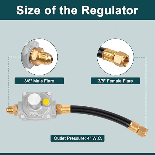 Miniatura 3 de GASPRO 710-0003 Kit de conversión de gas natural para parrilla KitchenAid, manguera y regulador de 12 pies y 12 pulgada, conversión de propano a gas
