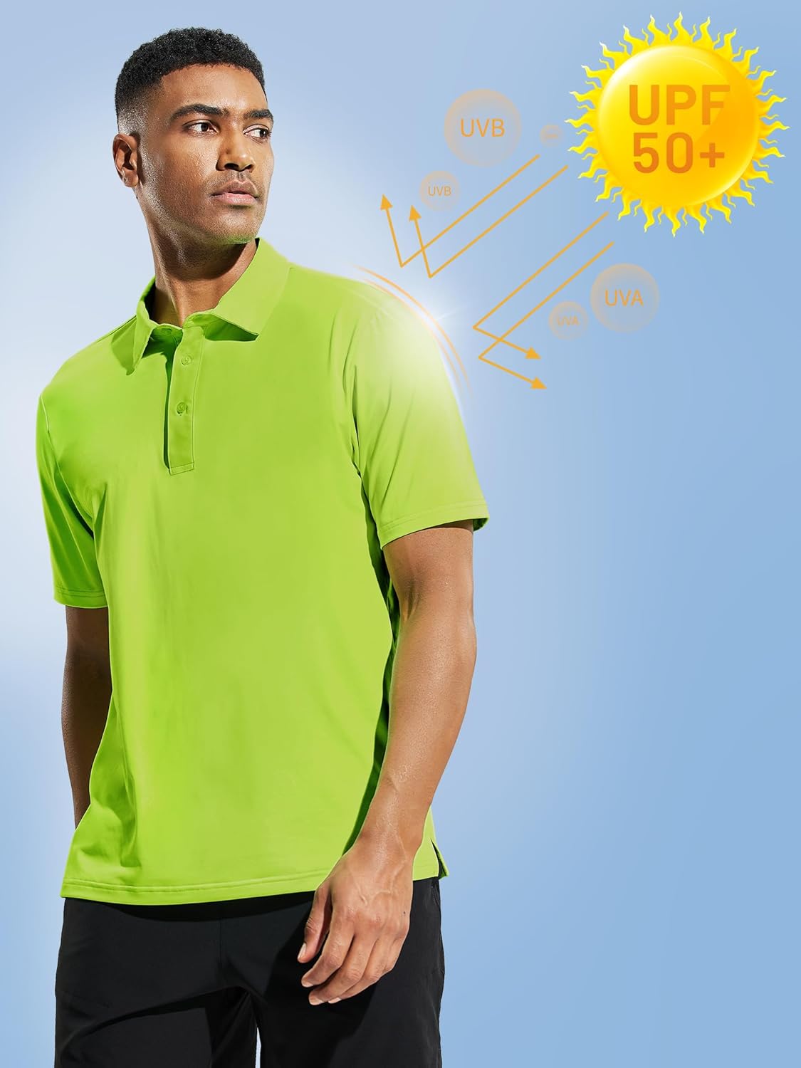 MIER Men's Golf Polo Shirt Short Sleeve Sun Protection Outdoor Sport Shirts Quick Dry - Image 2
