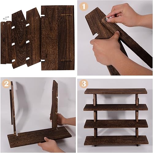 Miniatura 4 de ZYP Soporte de exhibición de madera de 4 niveles para magdalenas de madera, soportes de madera para magdalenas sin herramientas, soporte de mesa