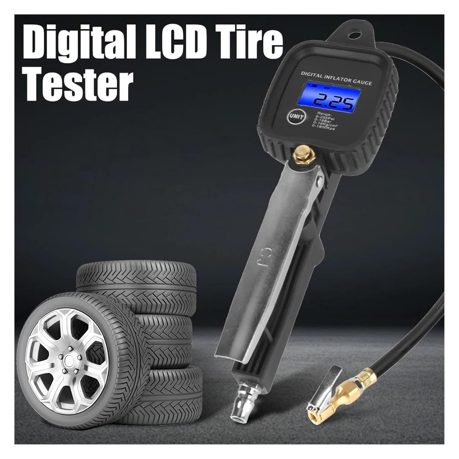 TPMS with Inflator Hose Car Tire Pressure Gauge High-Precision Monitoring Inflation Gun Car Tire Manometro Digital Inflator Gauge Precise