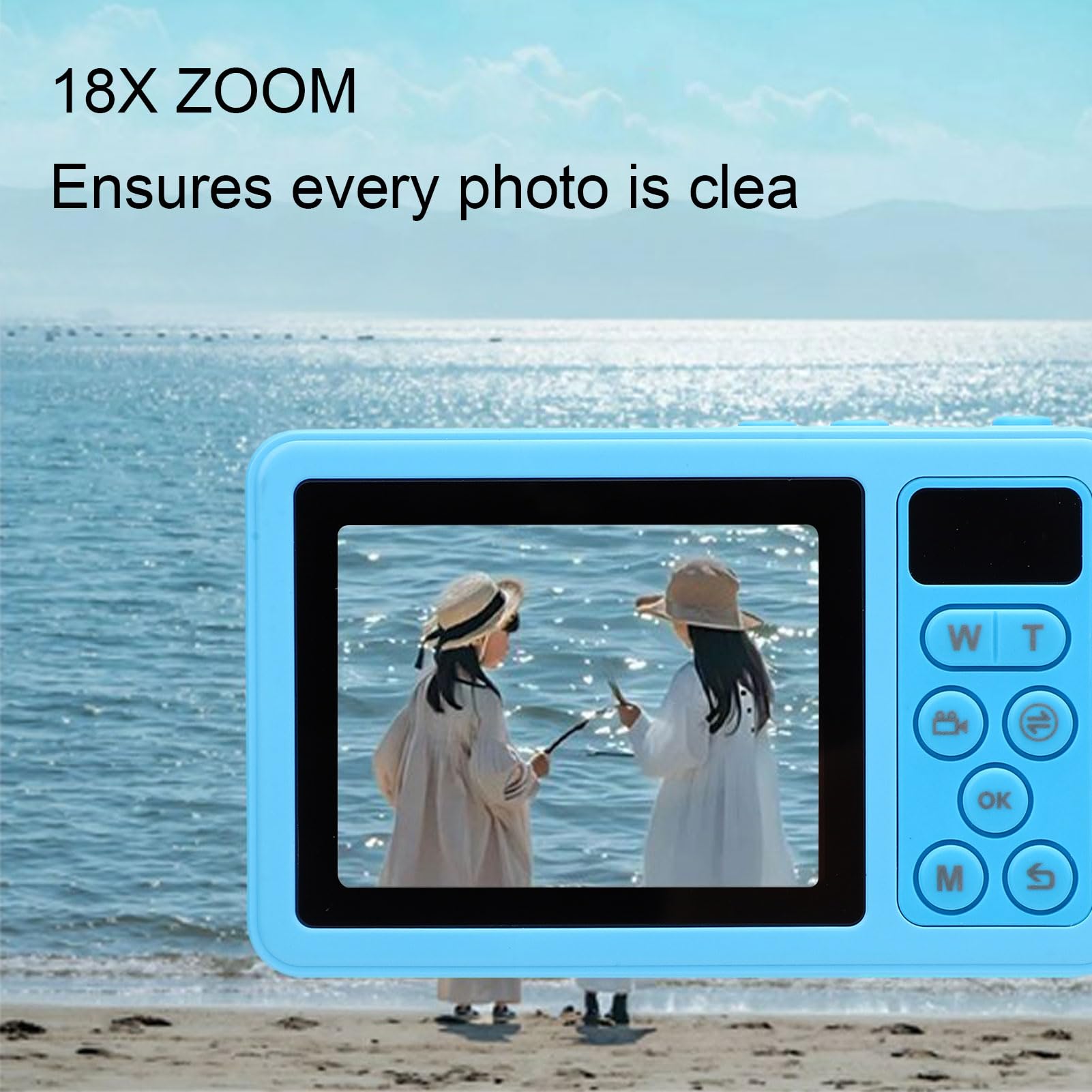 SENECESLI Kamery 4K do Fotografii, Cyfrowa Kamera Vlogging 48MP dla YouTube, Kompaktowa Kamera Podróżna z 18x Zoom, Podwójny Ekran do Selfie, 128 GB Rozszerzalny (BLUE)