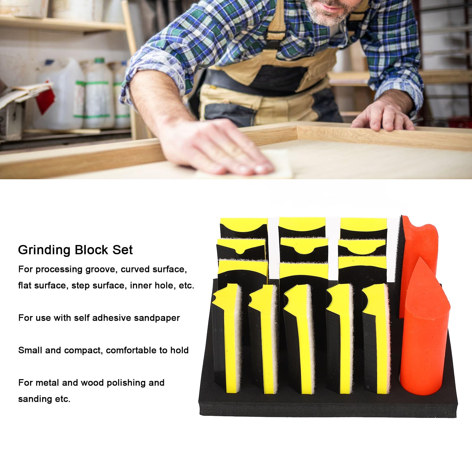 Blocco Per Levigatura A Mano - Supporto Rettangolare Gancio E Loop Per Carta Vetrata - Foto 3