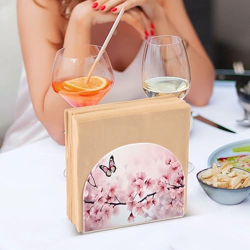 Miniatura 7 de Servilletero de mariposa con diseño de flores de cerezo para colocar de pie, servilleteros modernos y verticales, para fiestas, casa de campo,