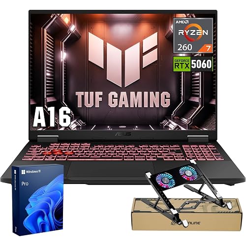ASUS TUF A16 RTX 5060 Pro Gaming Laptop, 16" FHD+ 165Hz Display, AMD Ryzen 7 260 (Beats Intel i7-14700), NVIDIA RTX 5060, 32GB DDR5 RAM, 2TB SSD, RGB Backlit KB, RJ-45, Windows 11 Pro, w/Bundle