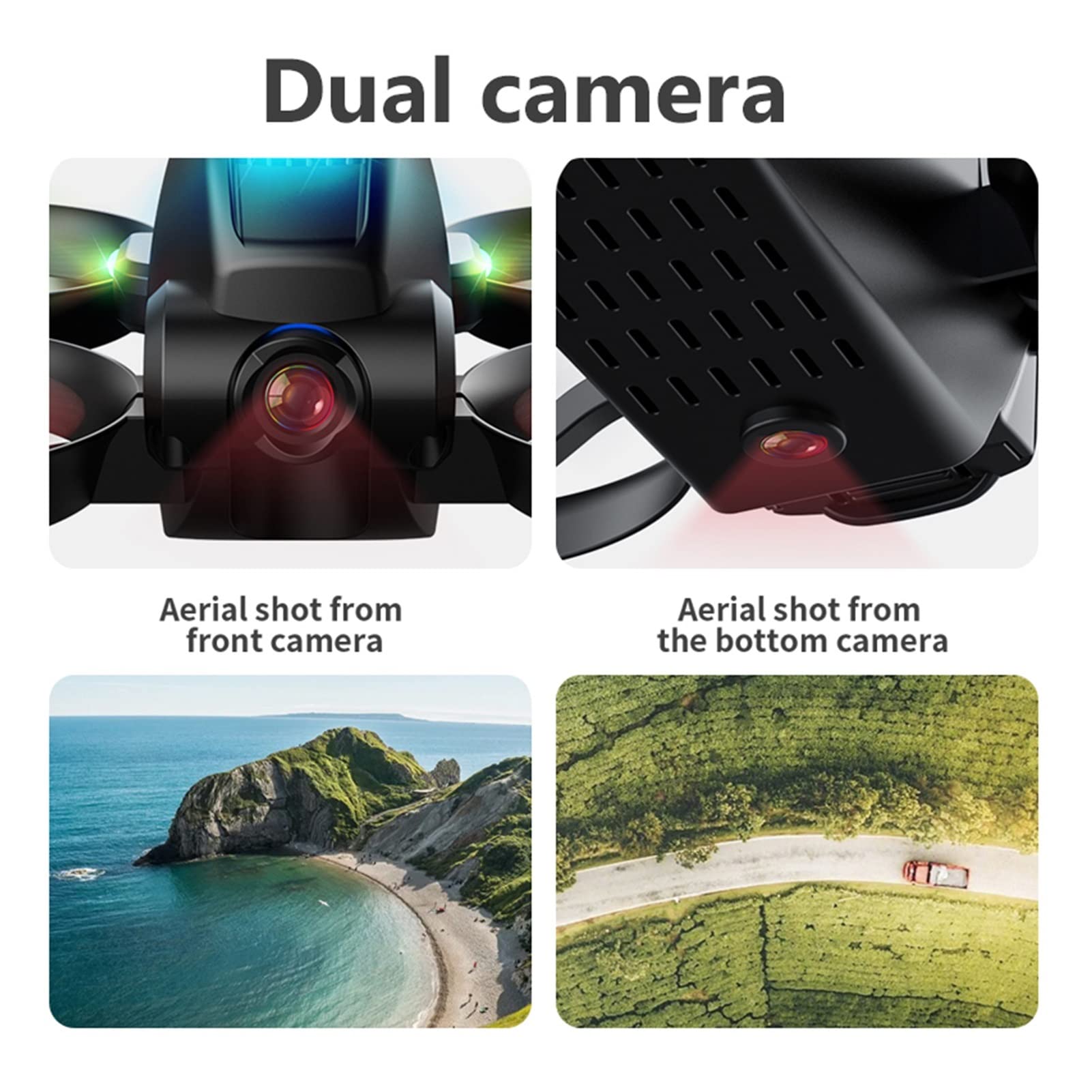 Składany dron Quadcopter Mini dron z podwójną kamerą 4K HD RC Dron 2.4G WiFi FPV Quadcopter Optyczne pozycjonowanie przepływu Fajne lekkie drony (Kolor: DualCam 2B Rozmiar torby: 1) (DualCam 2B Box 1)