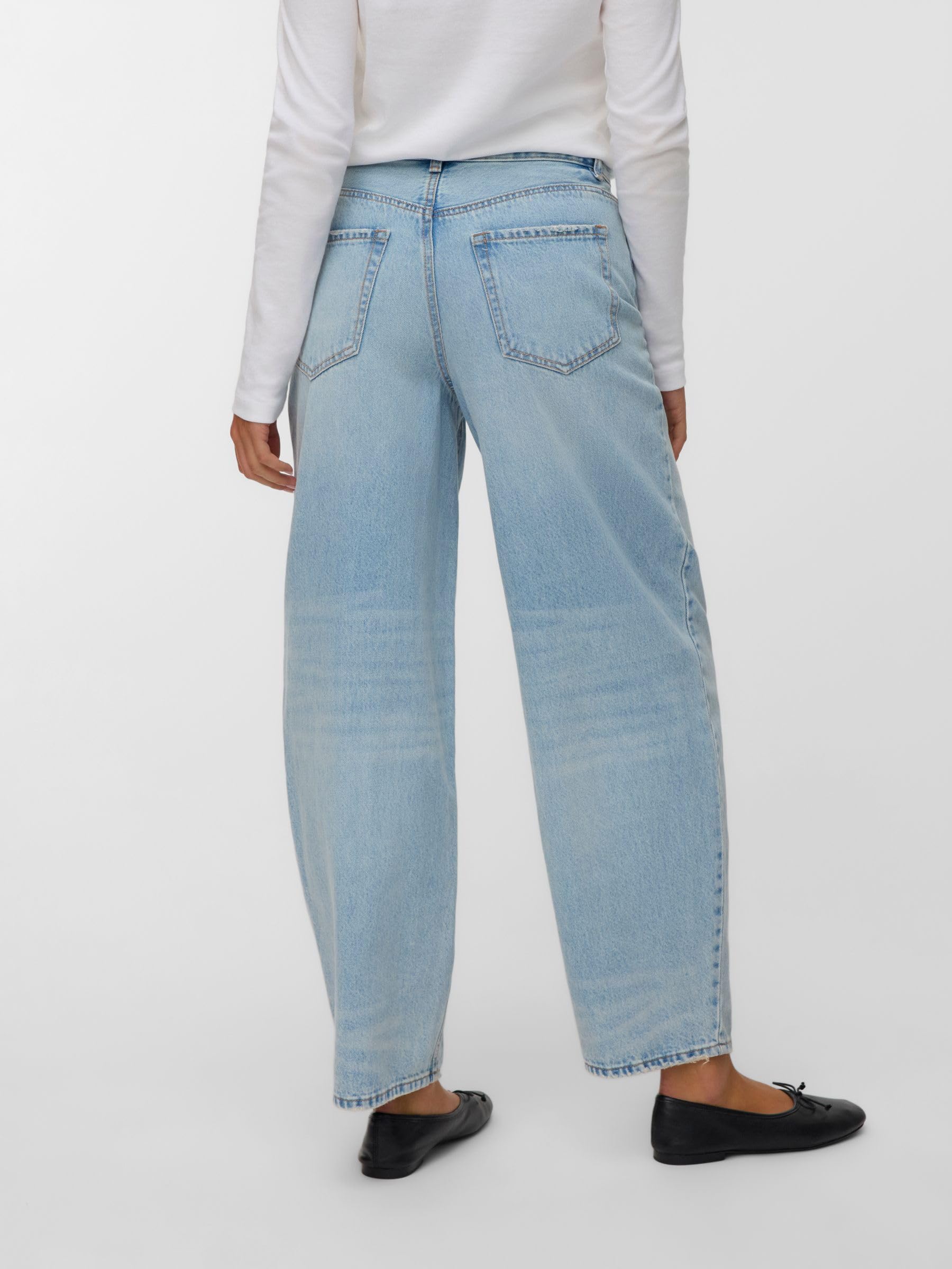 VERO MODA Damen Vmbillie Hr Barrel ANK Jeans Mix Ga Noos Female Mom Jeans Vmbillie Hohe Taille Barrel Fit Jeans