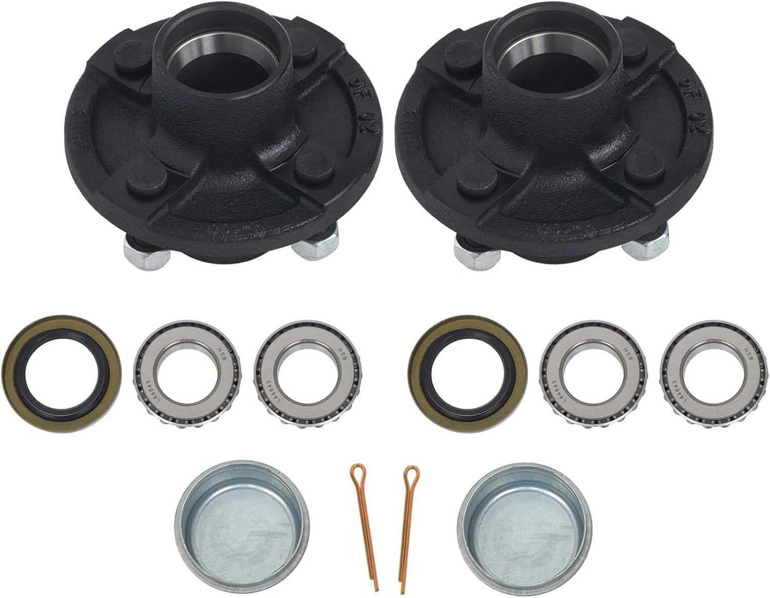 GXYWADY 4 on 4 Inch Trailer Hub Kit with Trailer Bearing Kit Replacement for 2000 lbs 1 Inch Spindle 2 Set