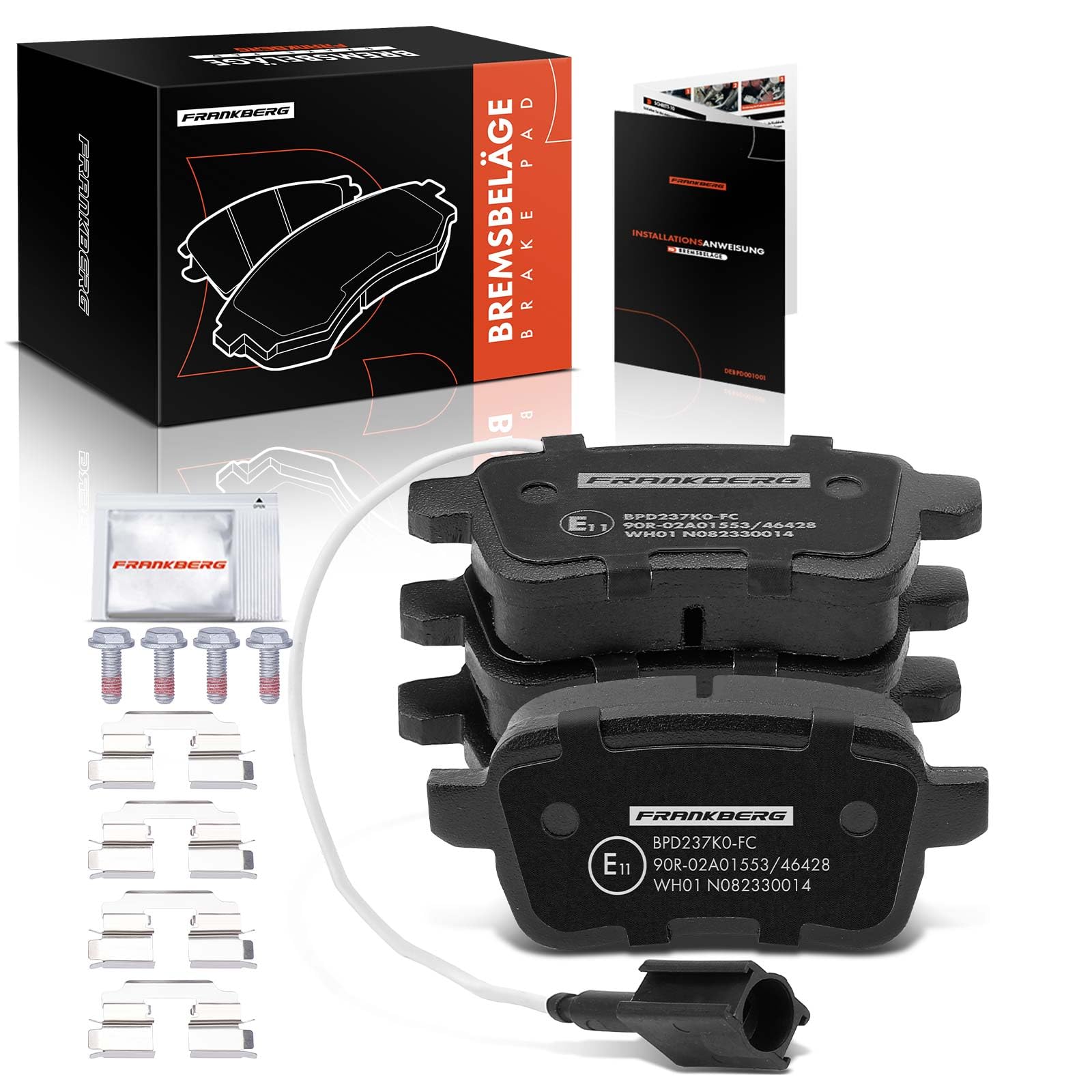 Frankberg Set di pastiglie dei freni incl. 4x Pastiglie dei Freni Posteriore Compatibile con Giulietta 940 Giulietta Furgone/Compatto 940 Replace# 77365357, 71770092