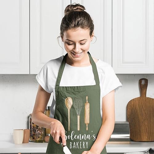 Miniatura 7 de ROKO CLOTHING Delantal de chef personalizado, diseño personalizado, delantal de cocina con dos bolsillos y correa ajustable para mujer