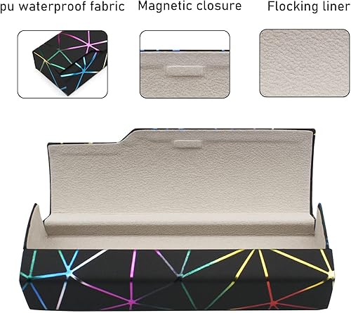 Miniatura 4 de Funda de gafas deslumbrante celosía, funda protectora portátil para gafas, cubierta rígida para gafas de moda, unisex..