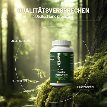 Vitamin d3 k2 High Dose 20000IU + Vitamin K2 MK7 200 mcg per dose 180 Vegetarian Depot in Annual Supply No Additives Produced in Germany 1000 IU per day 2+ years supply 180 tablets with vitamin K2 MK7 200 mcg per dose vegetarian produced in Germany