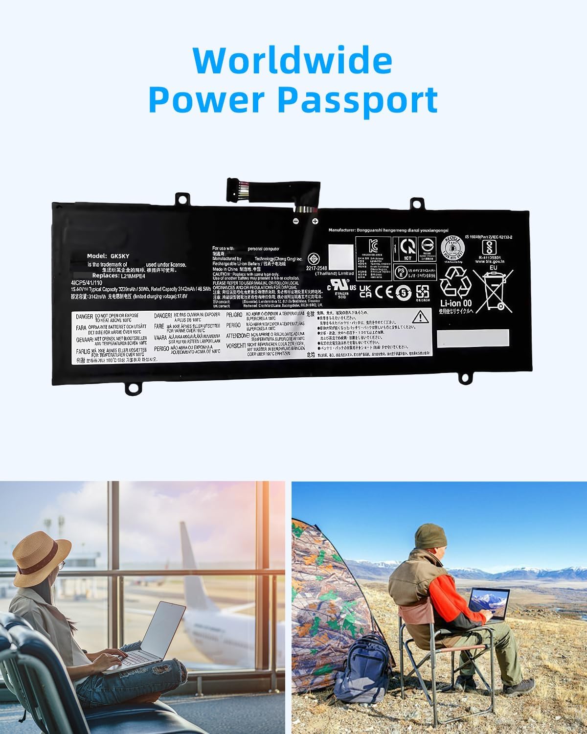 50Wh L21M4PE4 Laptop Battery 3239mAh 4-Cell 15.44V Replacement for Lenovo for IdeaPad Duet 5-12IAU7 82TQ / 5-12IRU8 83B3 Series L21C4PE3 SB11F52562 5B11F52561 SB11F52559 5B11F52555 High performance