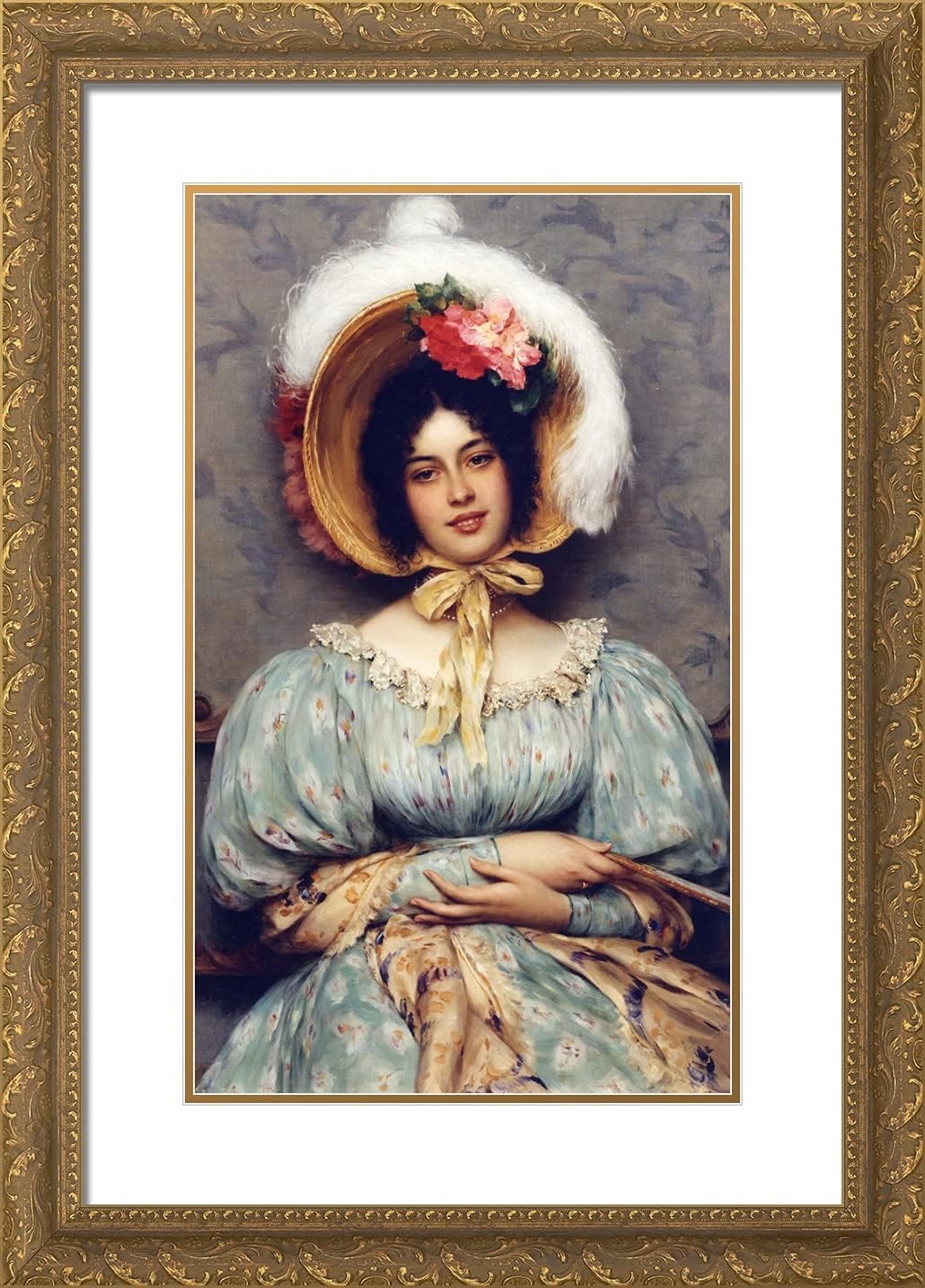 ArtDirect De Blaas, Eugene 18x24 Gold Ornate Framed Art Print with Double Matting Titled: At the Opera